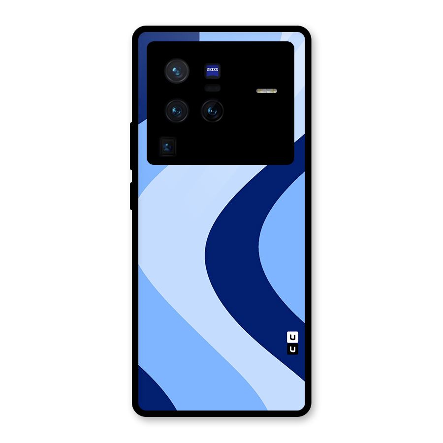 Blue Shade Curves Glass Back Case for Vivo X80 Pro