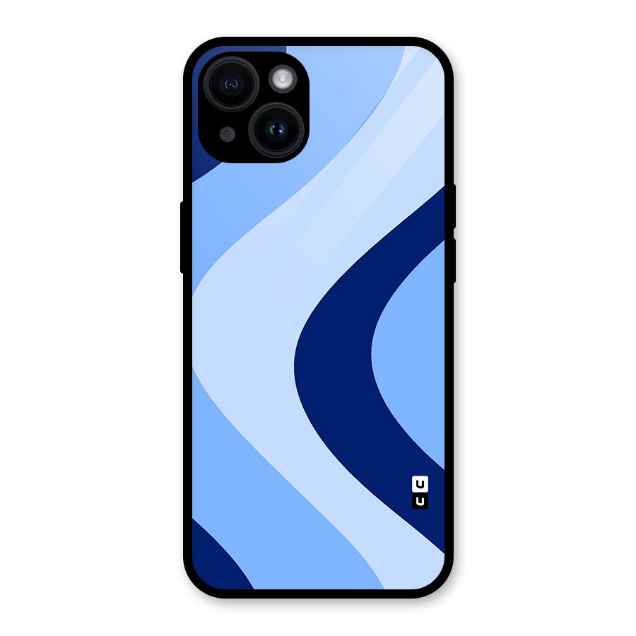Blue Shade Curves Glass Back Case for iPhone 14