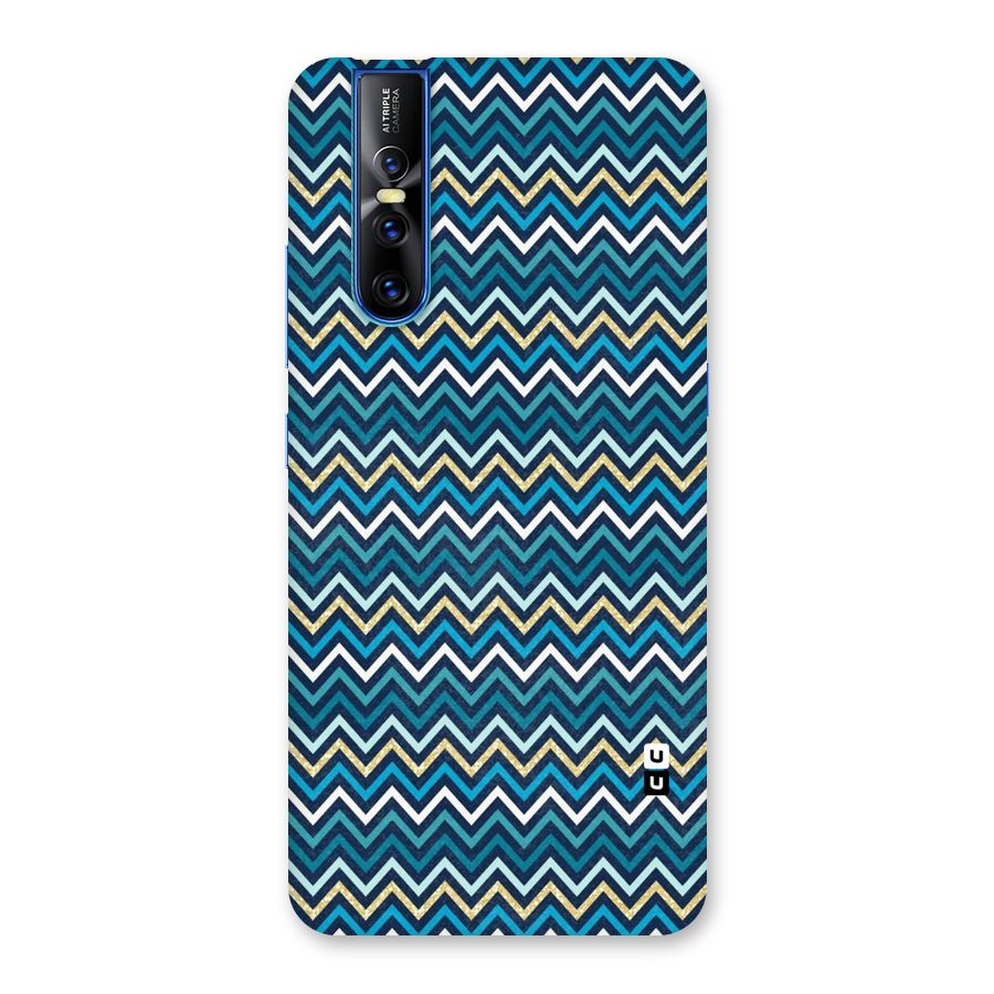 Blue Shades Chevron Pattern Back Case for Vivo V15 Pro
