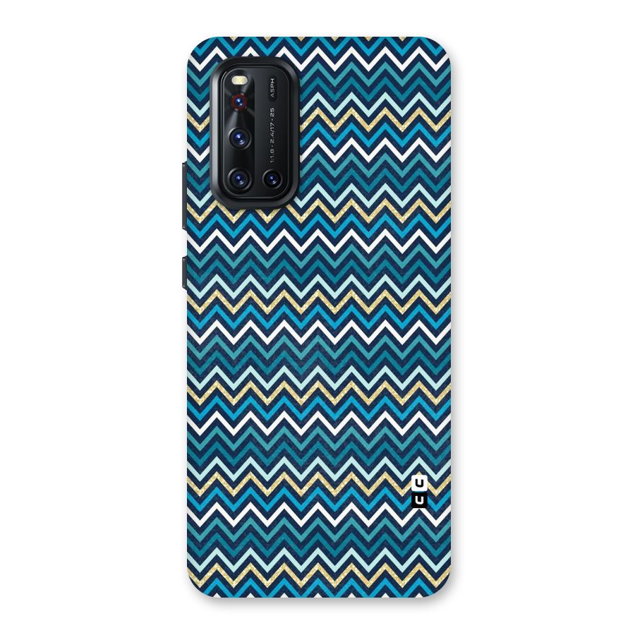 Blue Shades Chevron Pattern Back Case for Vivo V19