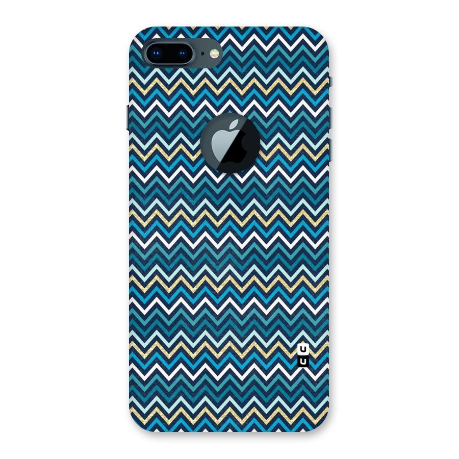 Blue Shades Chevron Pattern Back Case for iPhone 7 Plus Logo Cut