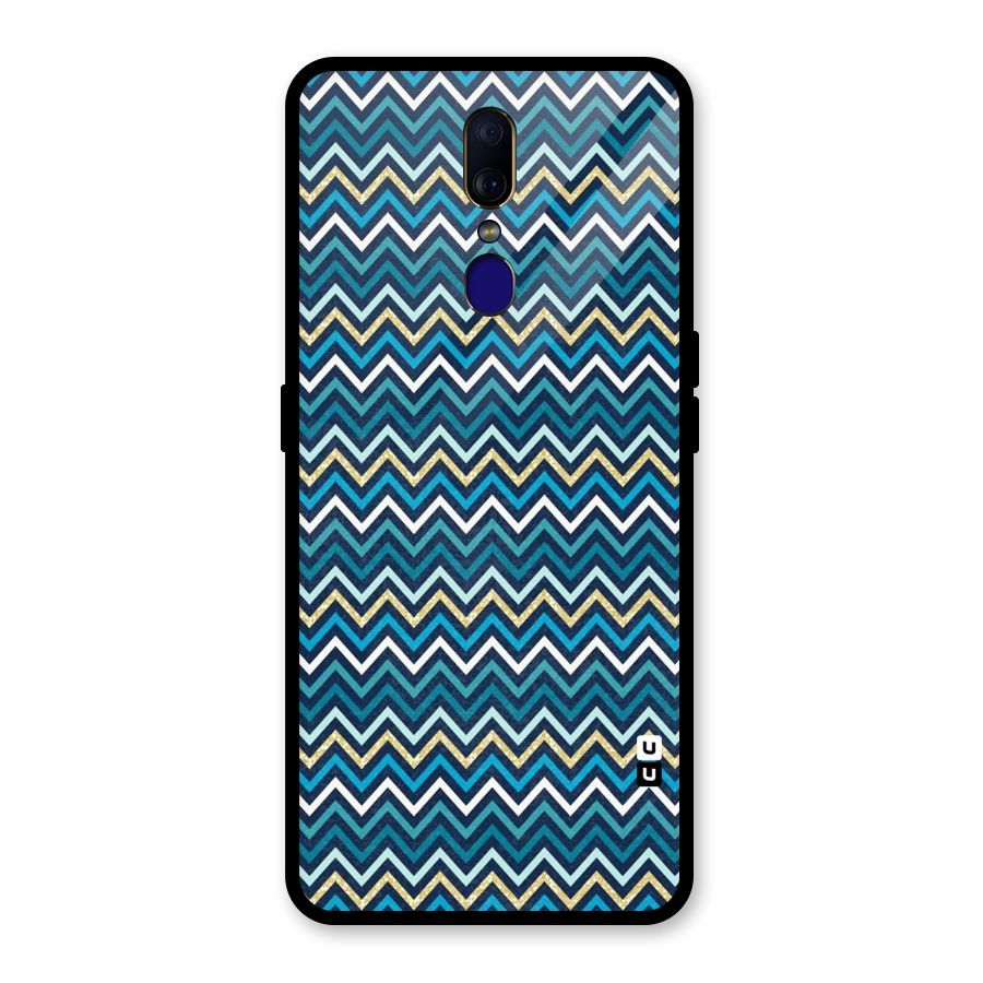 Blue Shades Chevron Pattern Glass Back Case for Oppo F11