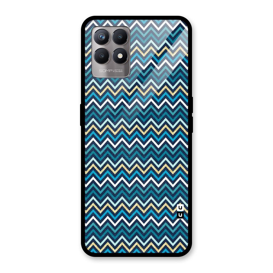 Blue Shades Chevron Pattern Glass Back Case for Realme Narzo 50