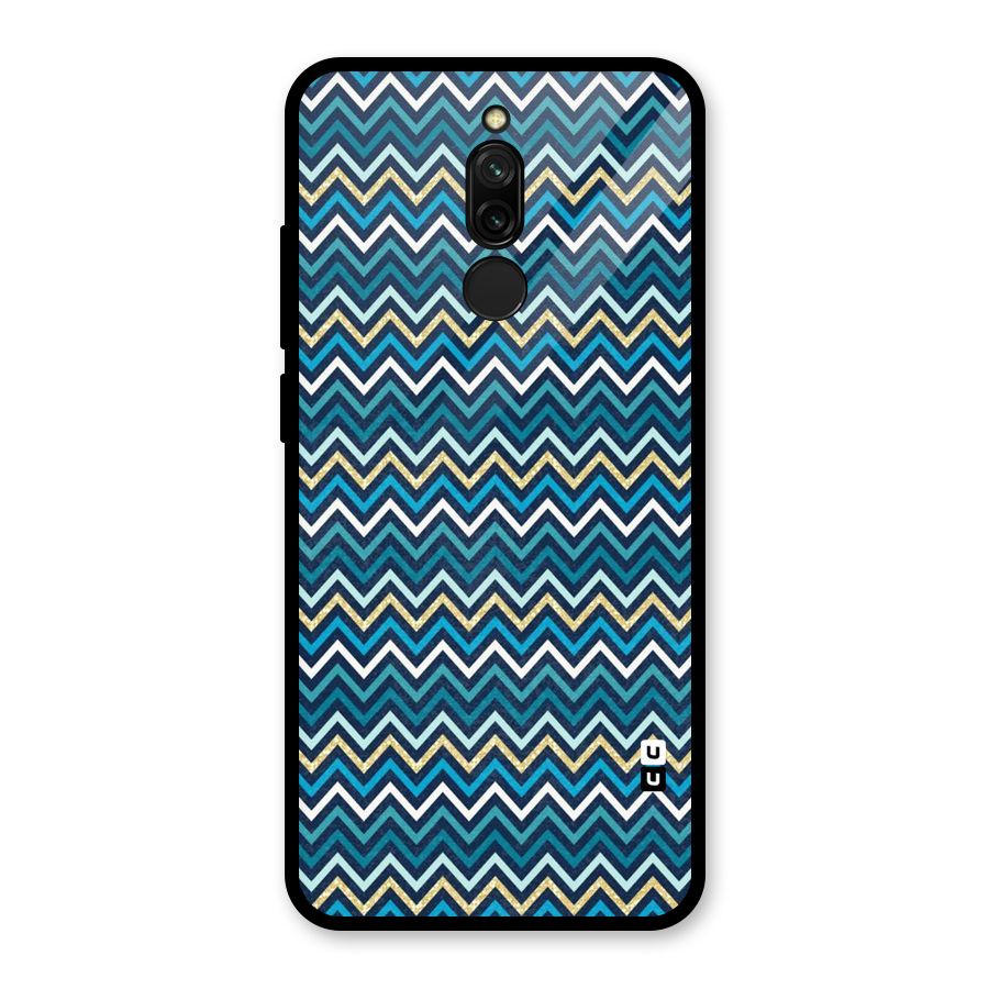 Blue Shades Chevron Pattern Glass Back Case for Redmi 8