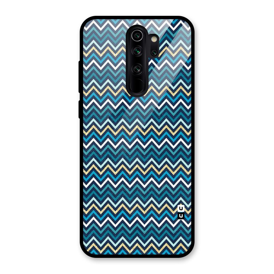 Blue Shades Chevron Pattern Glass Back Case for Redmi Note 8 Pro
