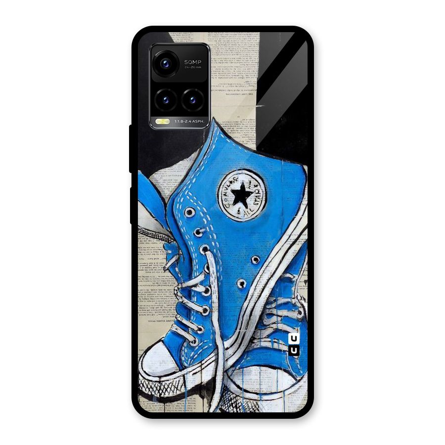Blue Shoes Glass Back Case for Vivo Y21A