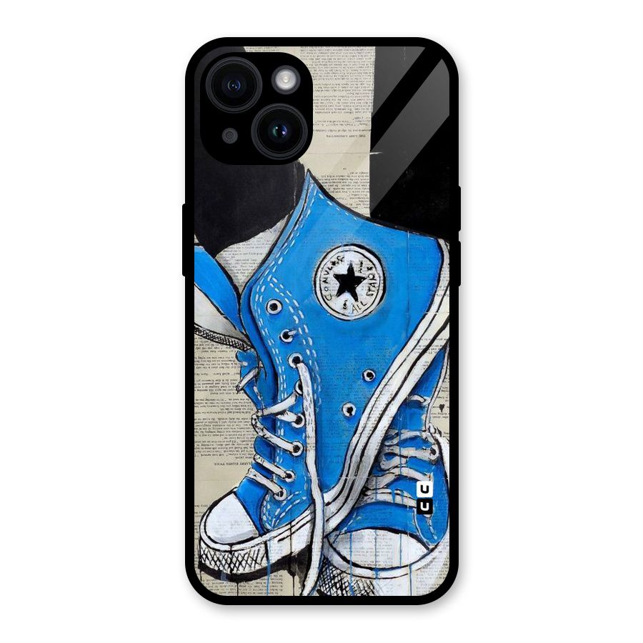 Blue Shoes Glass Back Case for iPhone 14