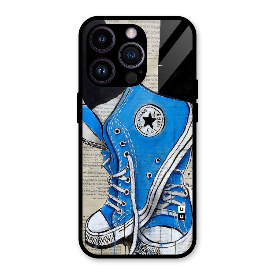 Blue Shoes Glass Back Case for iPhone 14 Pro