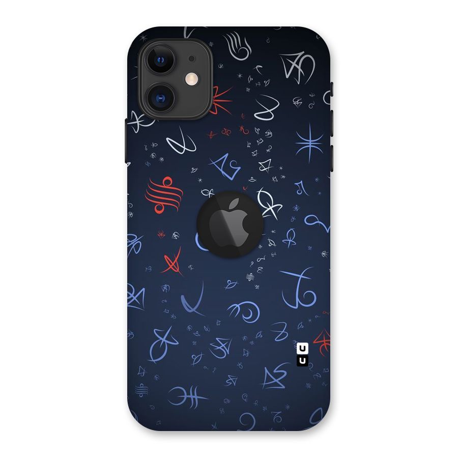 Blue Symbols Back Case for iPhone 11 Logo Cut