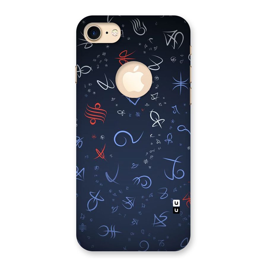 Blue Symbols Back Case for iPhone 7 Logo Cut