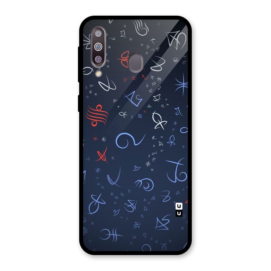 Blue Symbols Glass Back Case for Galaxy M30