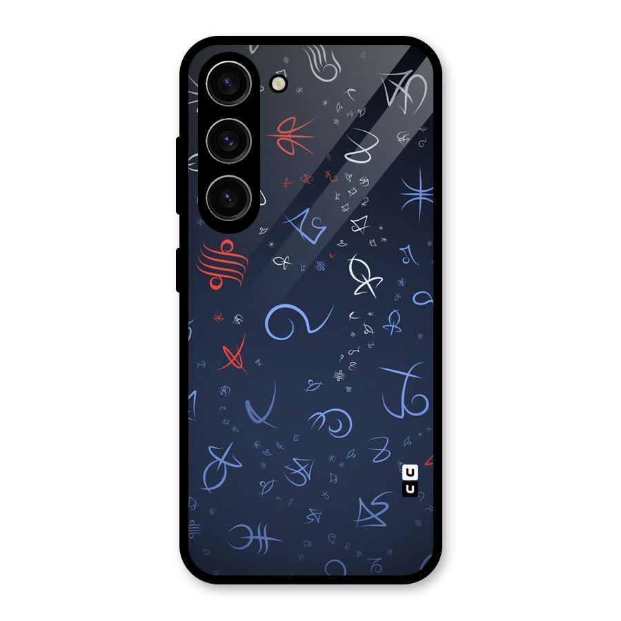 Blue Symbols Glass Back Case for Galaxy S23