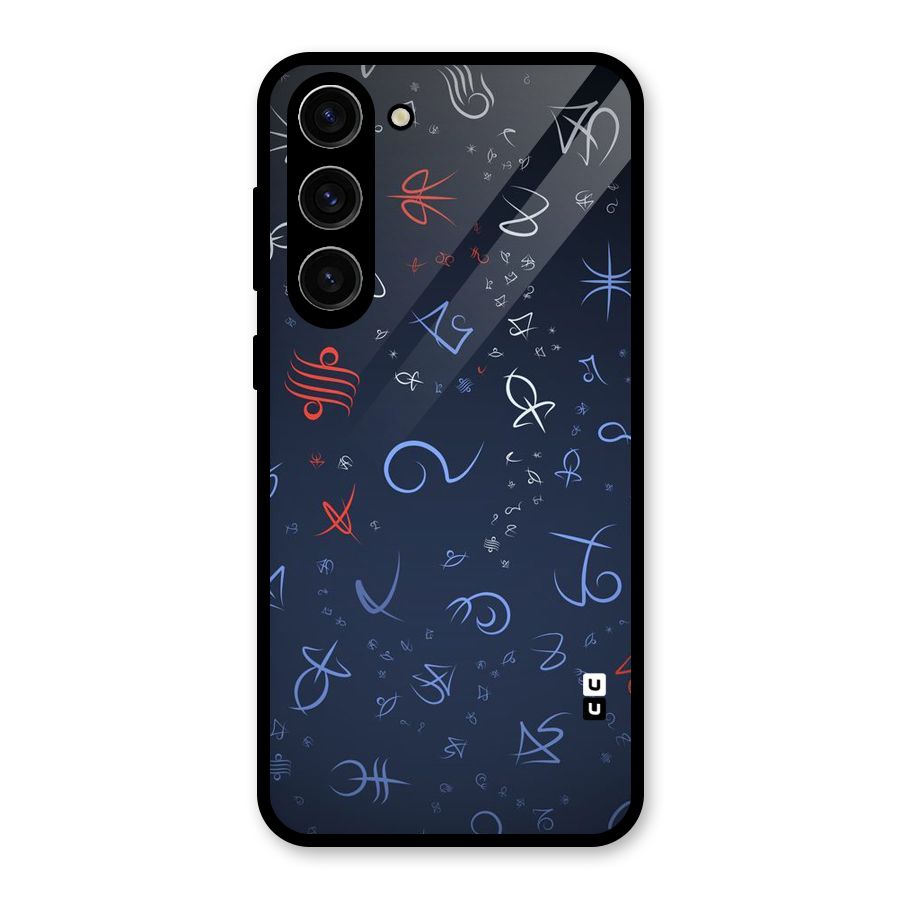 Blue Symbols Glass Back Case for Galaxy S23 Plus