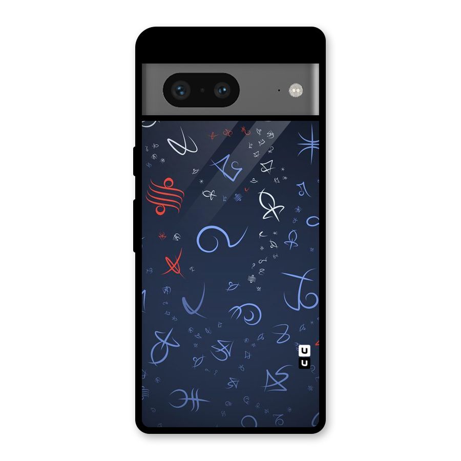 Blue Symbols Glass Back Case for Google Pixel 7
