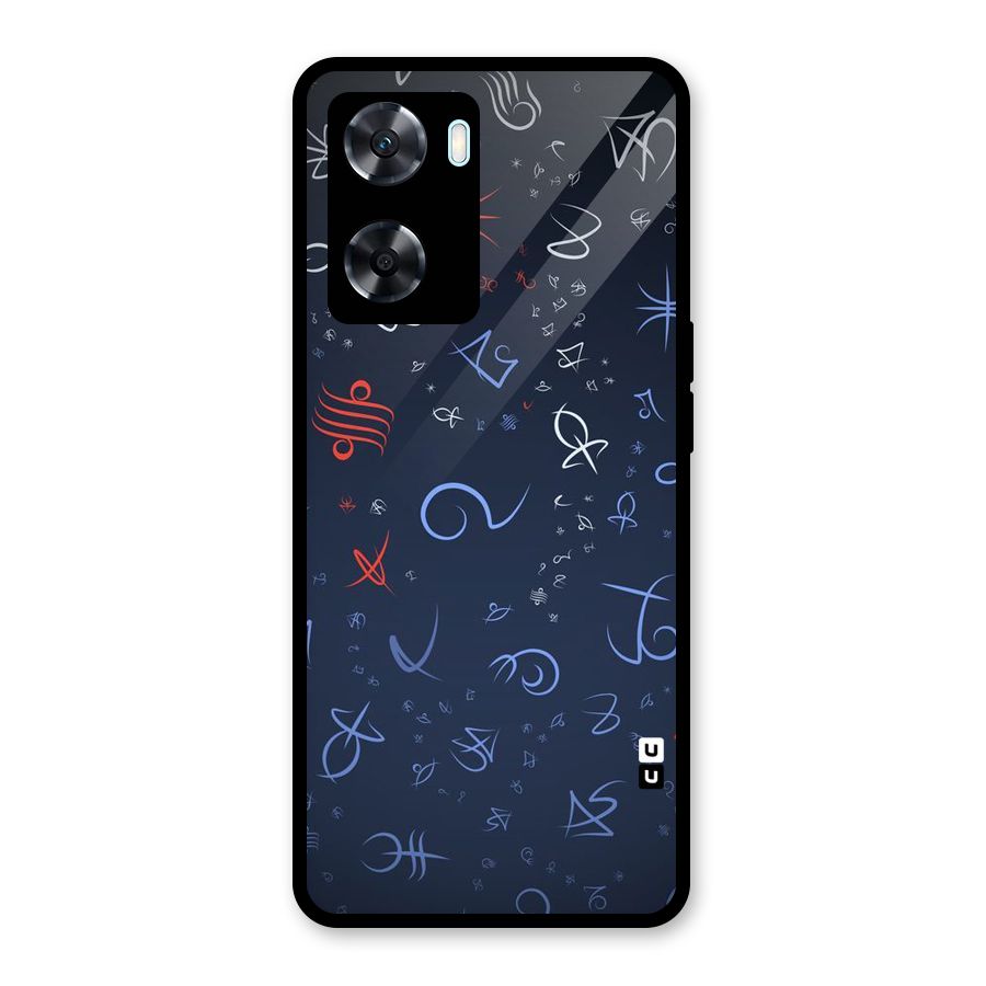 Blue Symbols Glass Back Case for Oppo A77