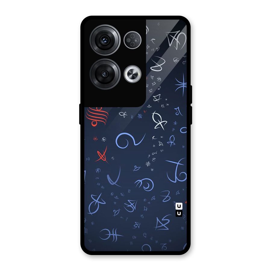 Blue Symbols Glass Back Case for Oppo Reno8 Pro 5G