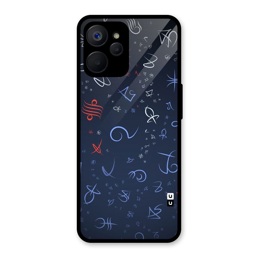 Blue Symbols Glass Back Case for Realme 9i 5G