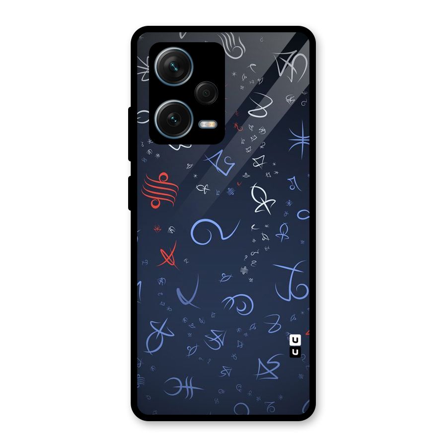 Blue Symbols Glass Back Case for Redmi Note 12 Pro Plus 5G