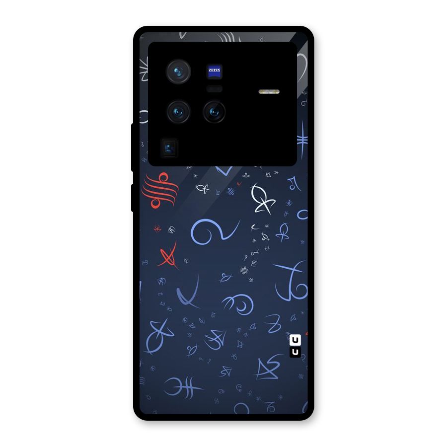 Blue Symbols Glass Back Case for Vivo X80 Pro