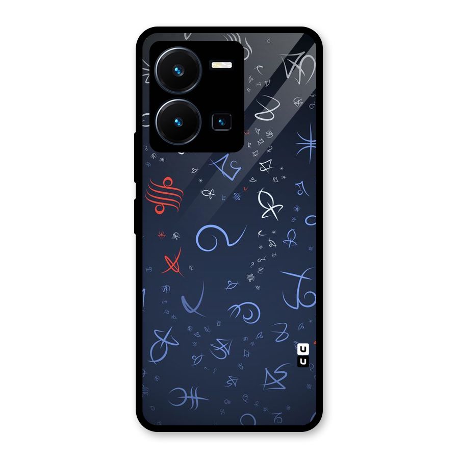 Blue Symbols Glass Back Case for Vivo Y35