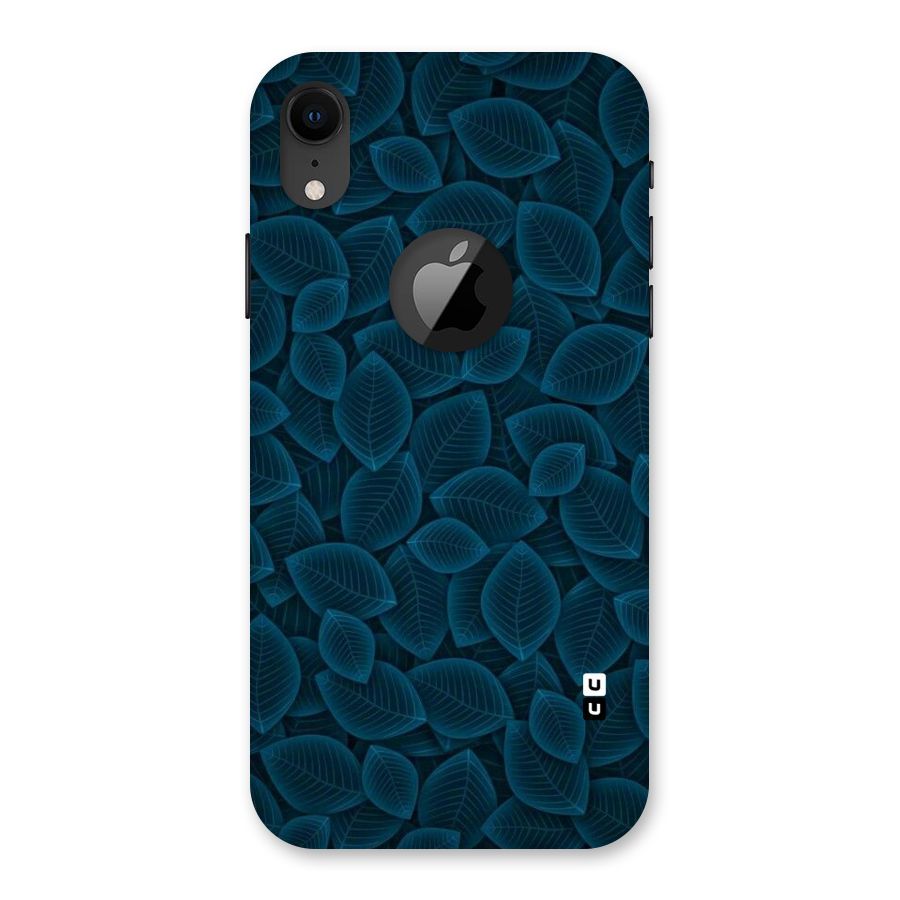 Blue Thin Leaves Back Case for iPhone XR Logo Cut