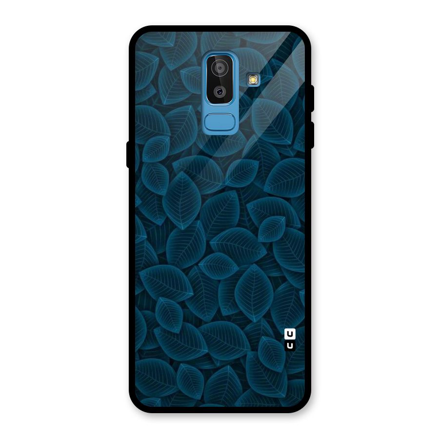 Blue Thin Leaves Glass Back Case for Galaxy J8