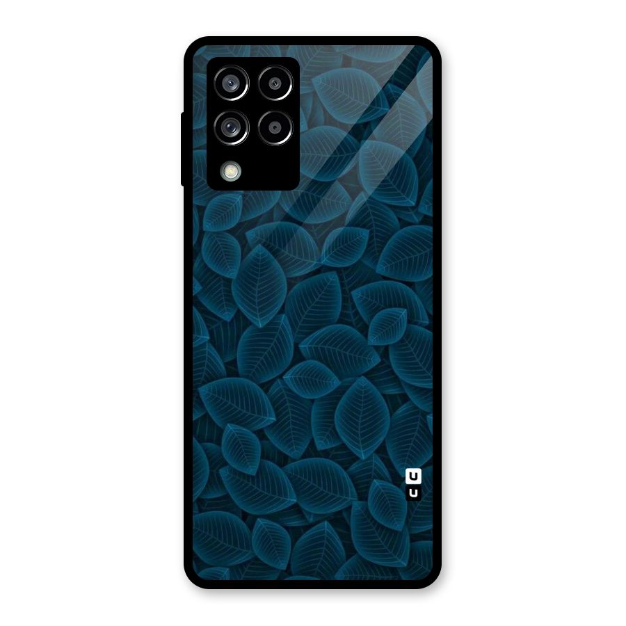 Blue Thin Leaves Glass Back Case for Galaxy M53 5G