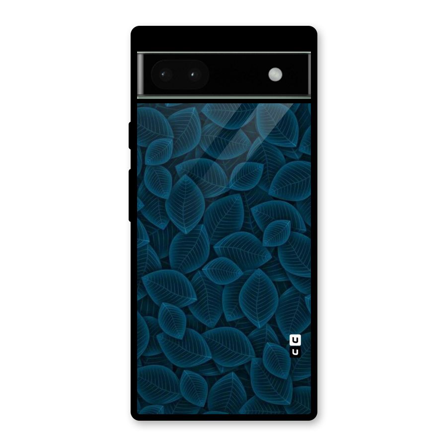 Blue Thin Leaves Glass Back Case for Google Pixel 6a