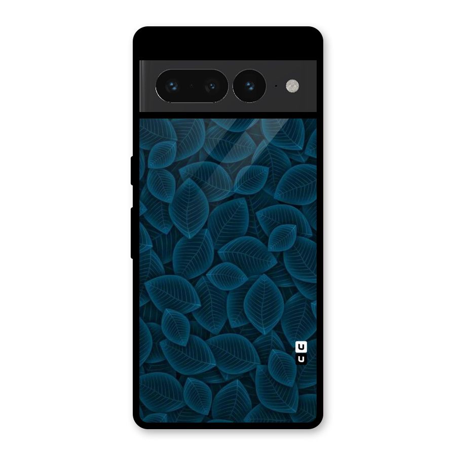 Blue Thin Leaves Glass Back Case for Google Pixel 7 Pro