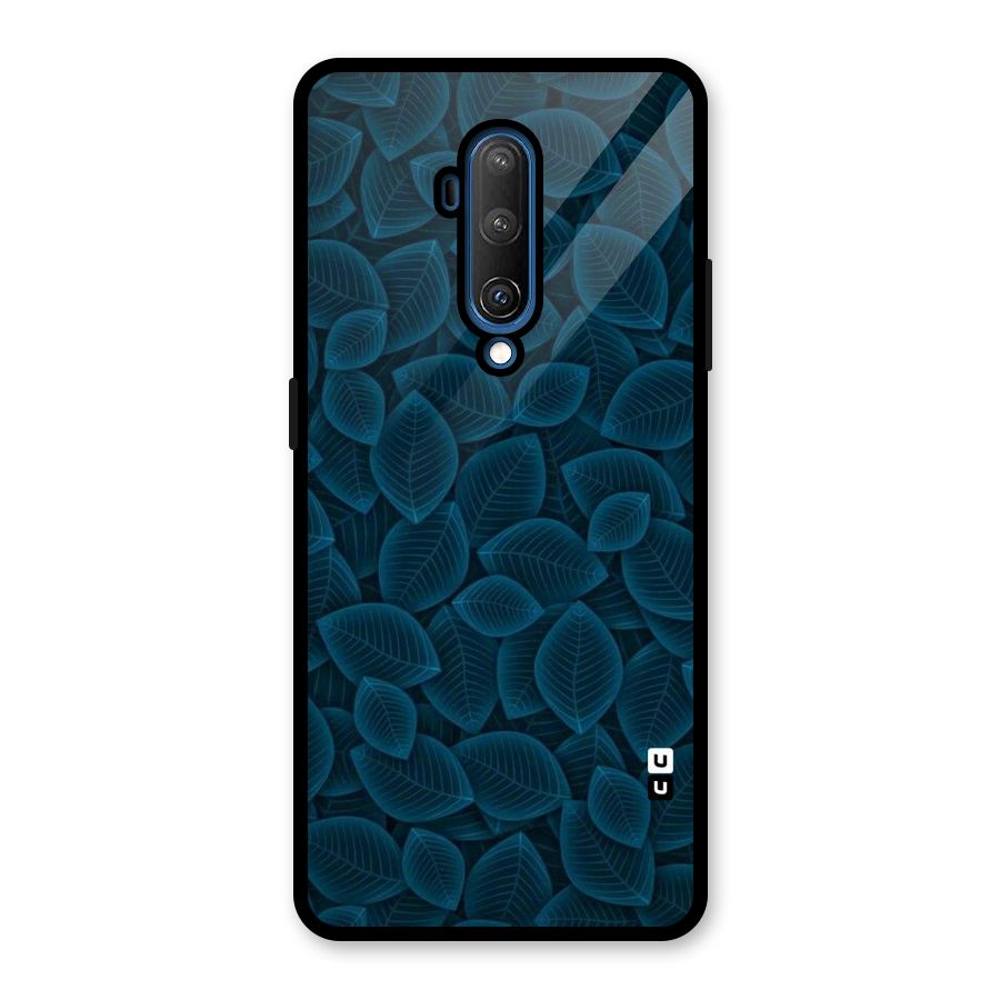 Blue Thin Leaves Glass Back Case for OnePlus 7T Pro