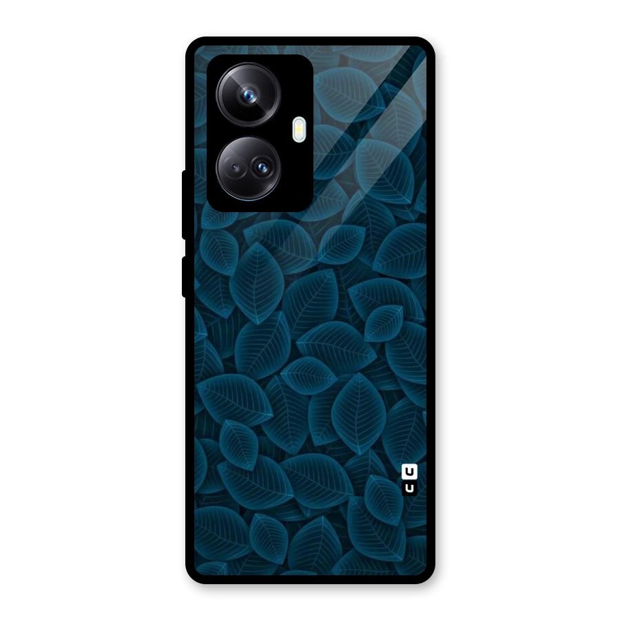 Blue Thin Leaves Glass Back Case for Realme 10 Pro Plus