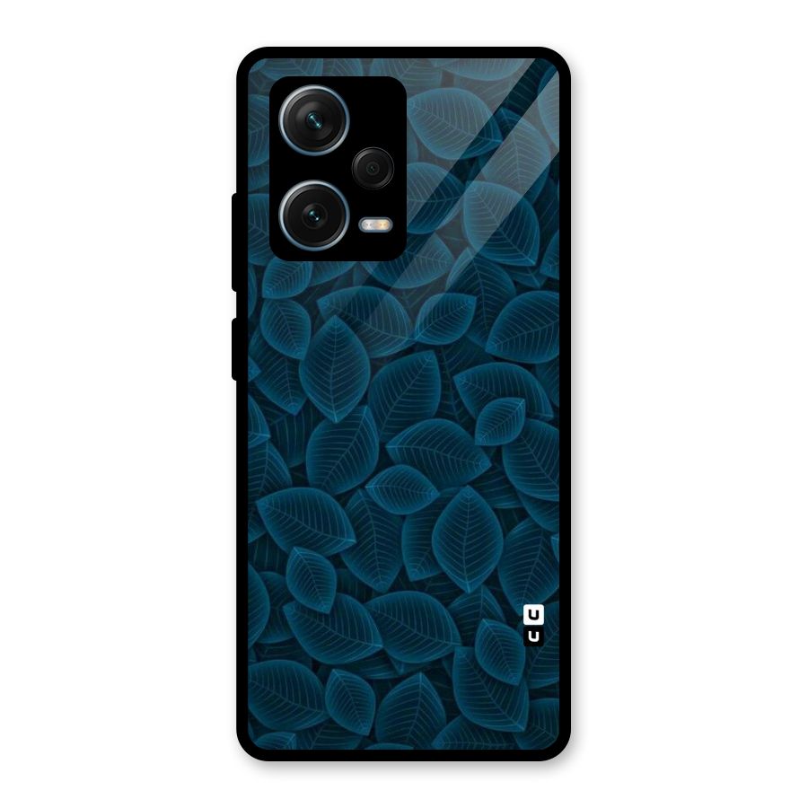 Blue Thin Leaves Glass Back Case for Redmi Note 12 Pro Plus 5G