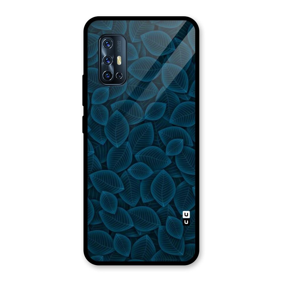 Blue Thin Leaves Glass Back Case for Vivo V17