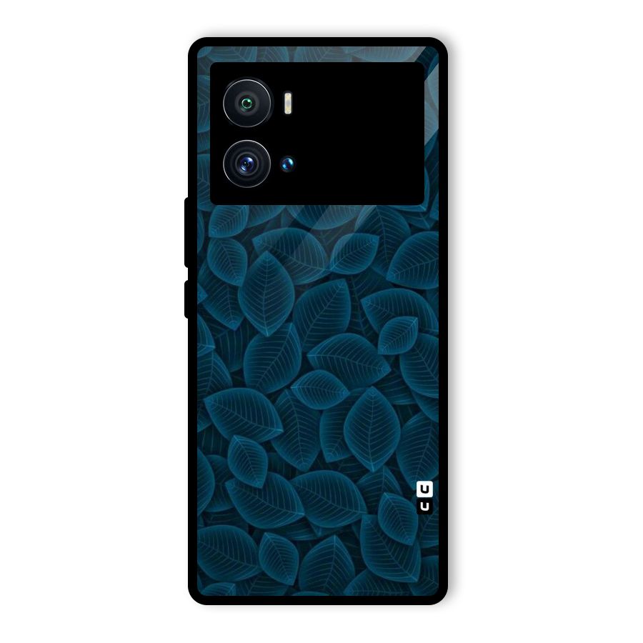 Blue Thin Leaves Glass Back Case for Vivo iQOO 9 Pro