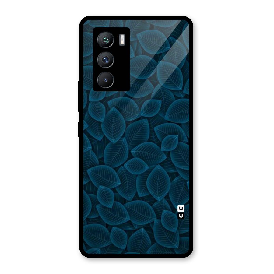 Blue Thin Leaves Glass Back Case for Vivo iQOO 9 SE