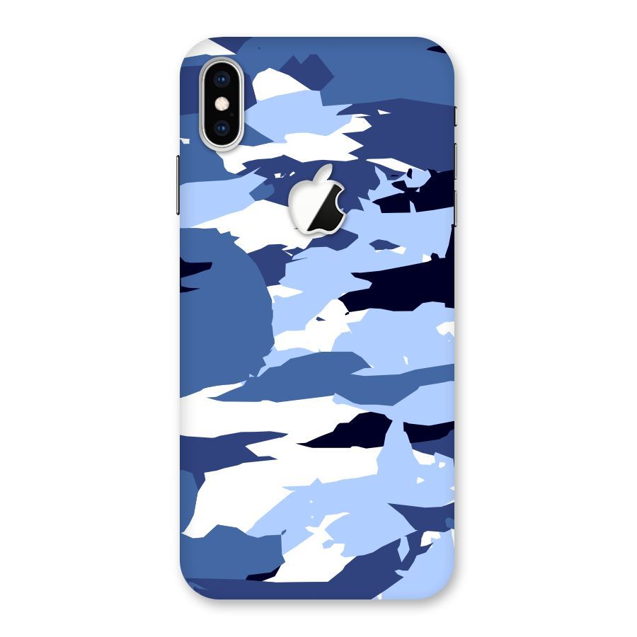 Blue White Canvas Back Case for iPhone XS Max Apple Cut