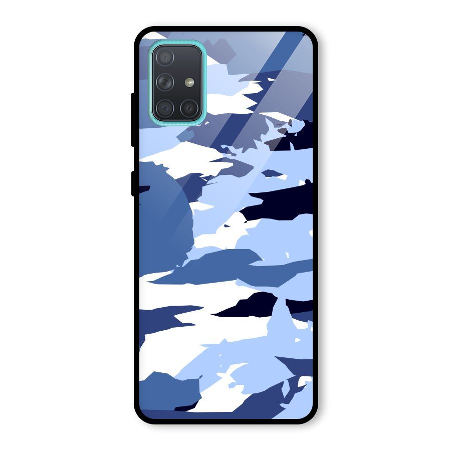 Blue White Canvas Glass Back Case for Galaxy A71