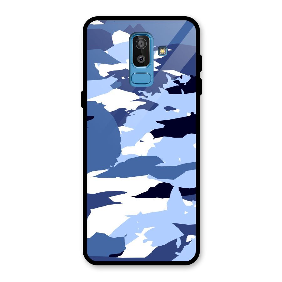Blue White Canvas Glass Back Case for Galaxy J8