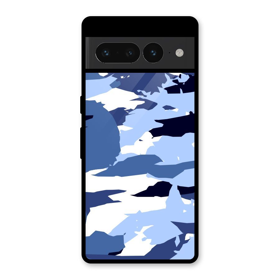 Blue White Canvas Glass Back Case for Google Pixel 7 Pro