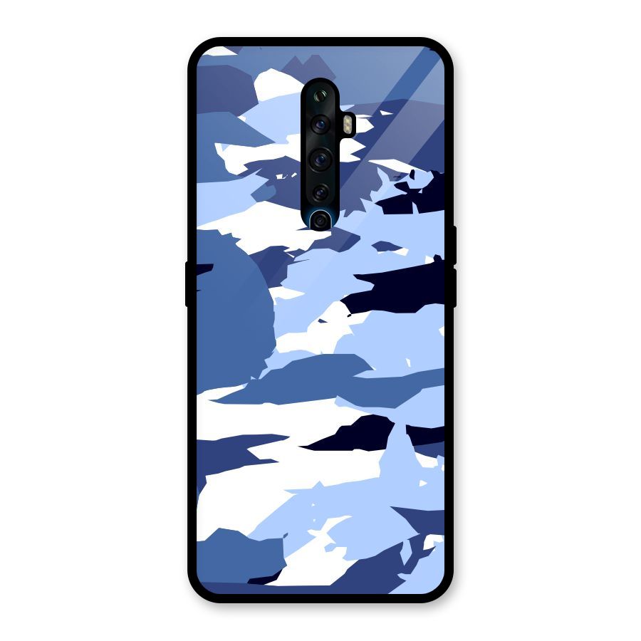 Blue White Canvas Glass Back Case for Oppo Reno2 F