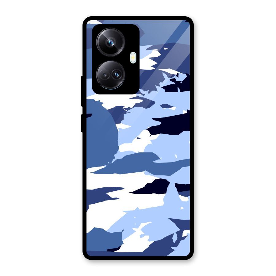 Blue White Canvas Glass Back Case for Realme 10 Pro Plus