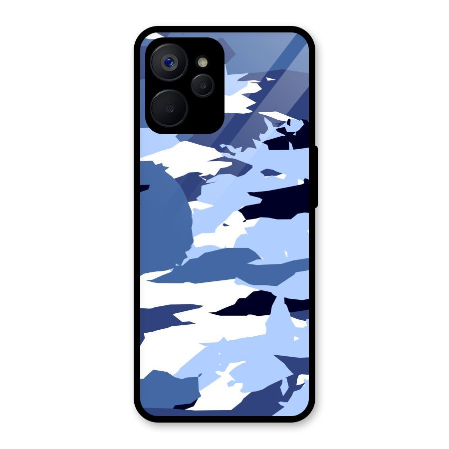 Blue White Canvas Glass Back Case for Realme 9i 5G