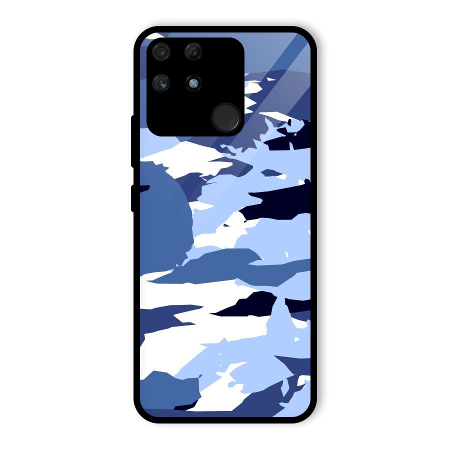 Blue White Canvas Glass Back Case for Realme Narzo 50A