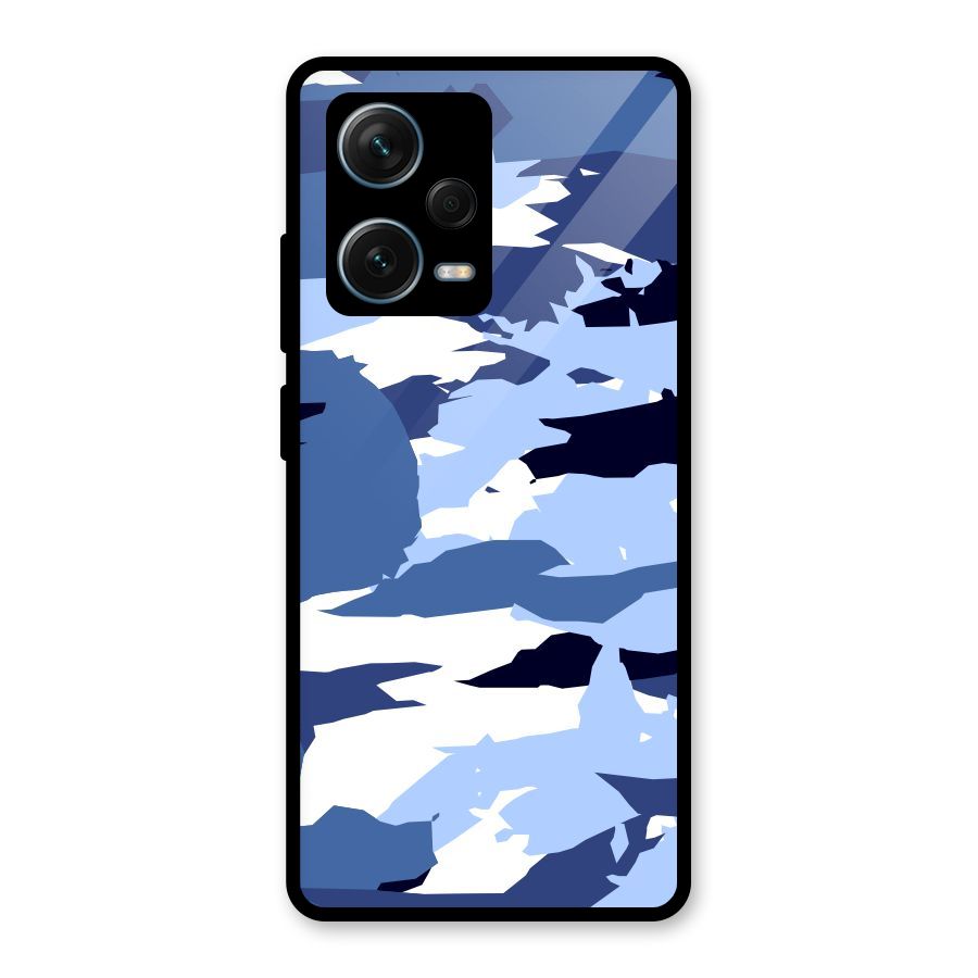 Blue White Canvas Glass Back Case for Redmi Note 12 Pro Plus 5G