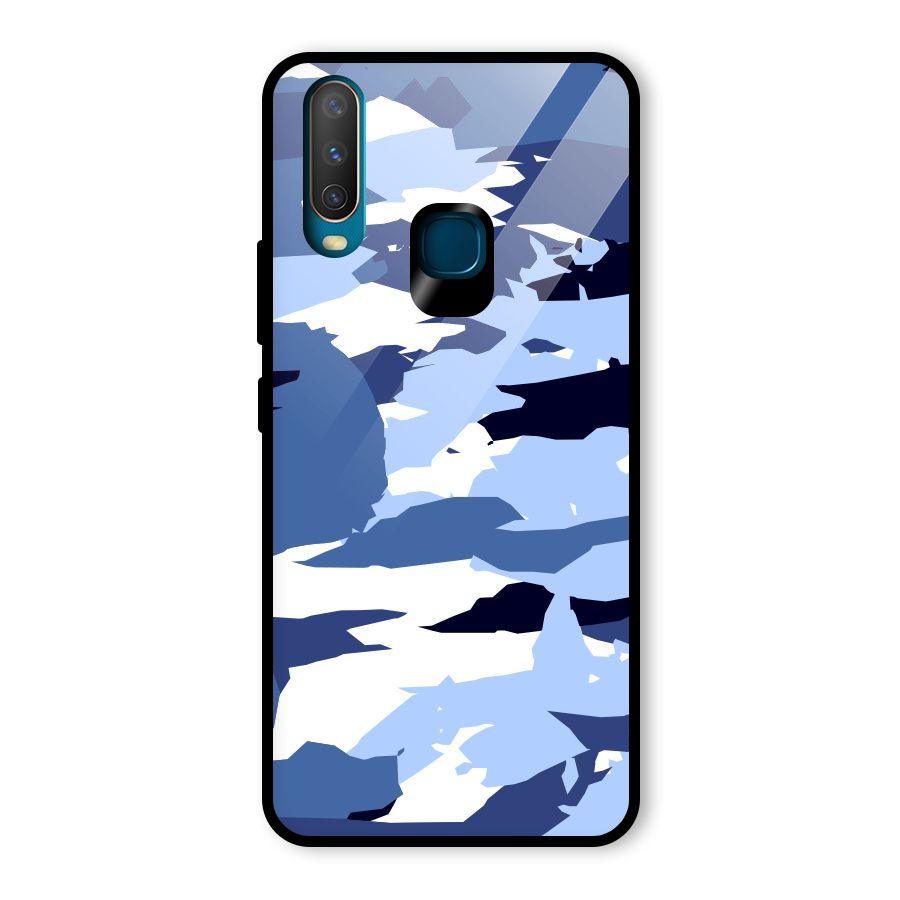 Blue White Canvas Glass Back Case for Vivo U10