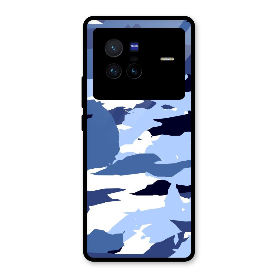 Blue White Canvas Glass Back Case for Vivo X80