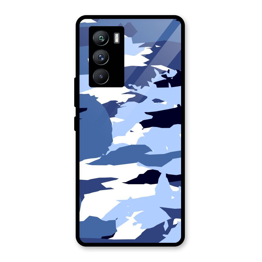 Blue White Canvas Glass Back Case for Vivo iQOO 9 SE