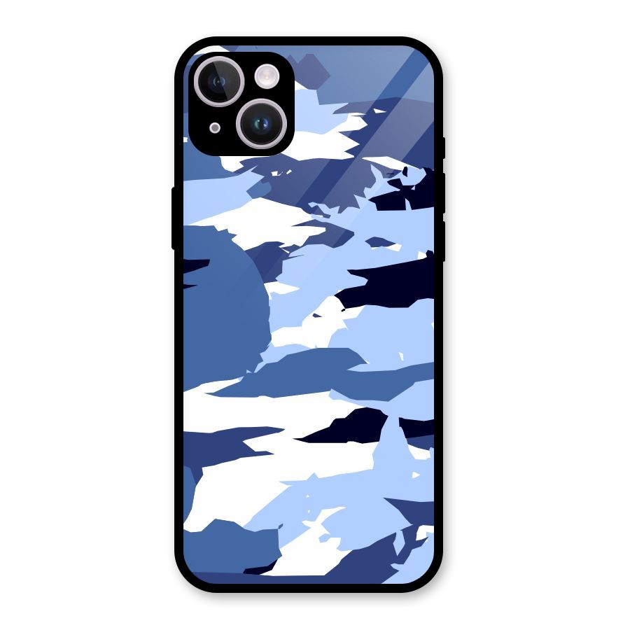 Blue White Canvas Glass Back Case for iPhone 14 Plus