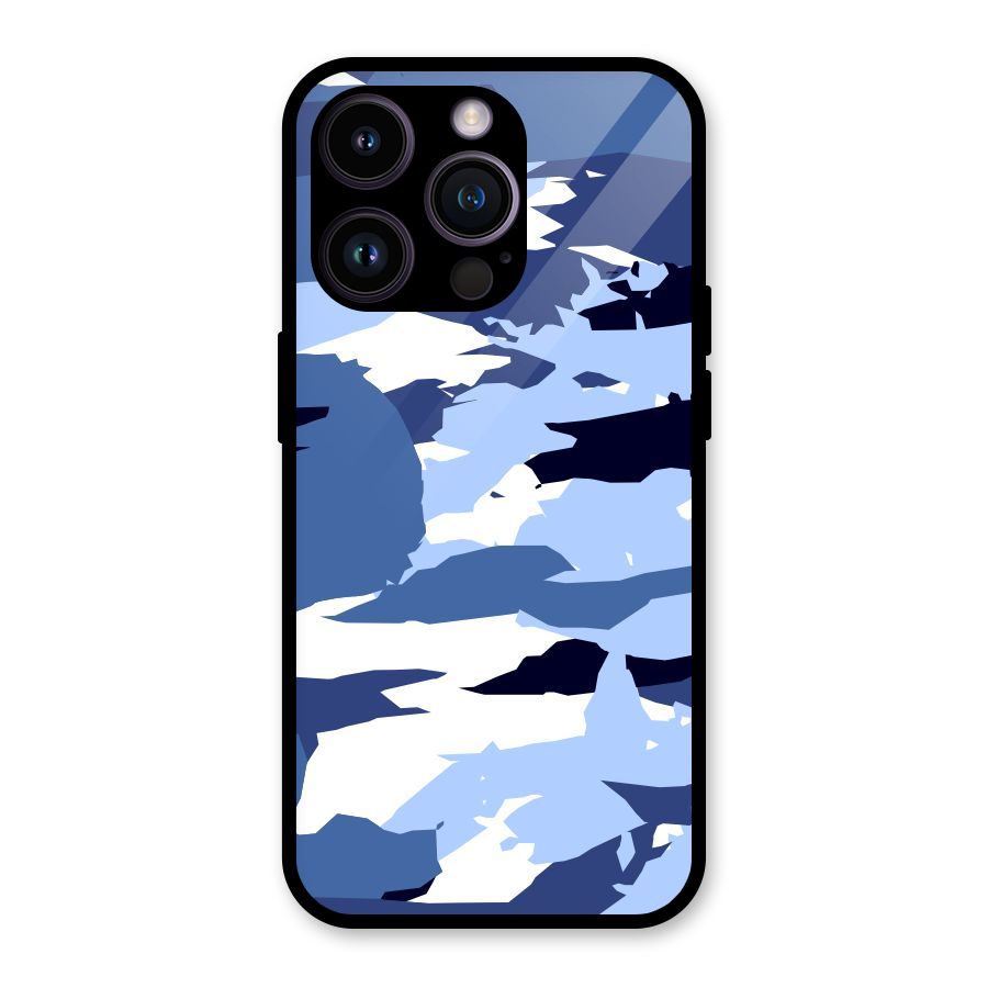 Blue White Canvas Glass Back Case for iPhone 14 Pro
