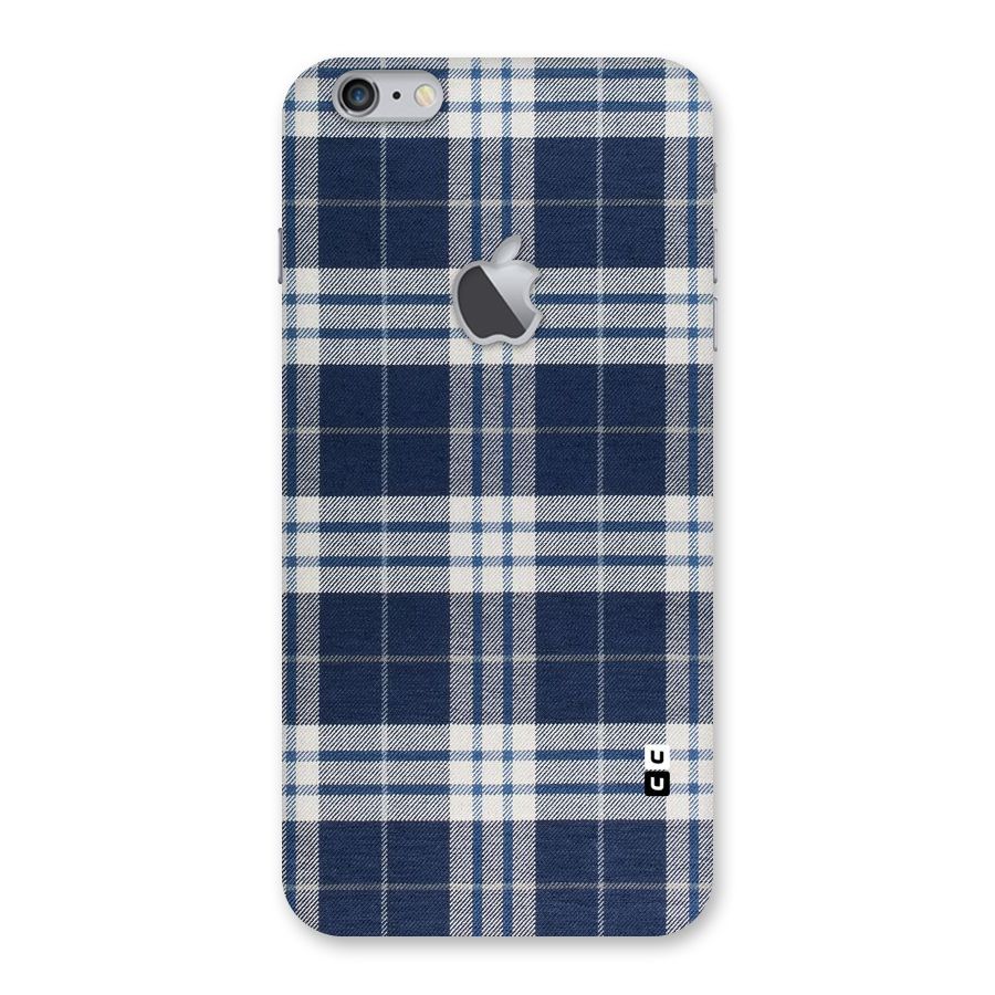 Blue White Check Back Case for iPhone 6 Plus 6S Plus Logo Cut